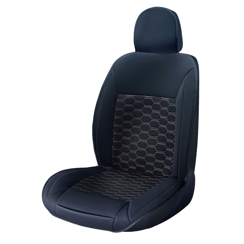 COUVRE SIEGE CONFORT TEXTIL TOURER NOIR/BLANC 1PC
